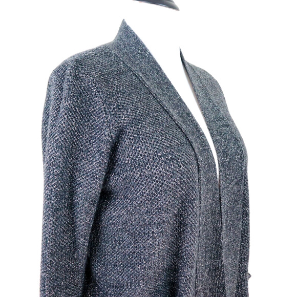 Victoria's Secret Size M Shimmer Knit Open Front Cardigan Black Silver - Picture 6 of 11